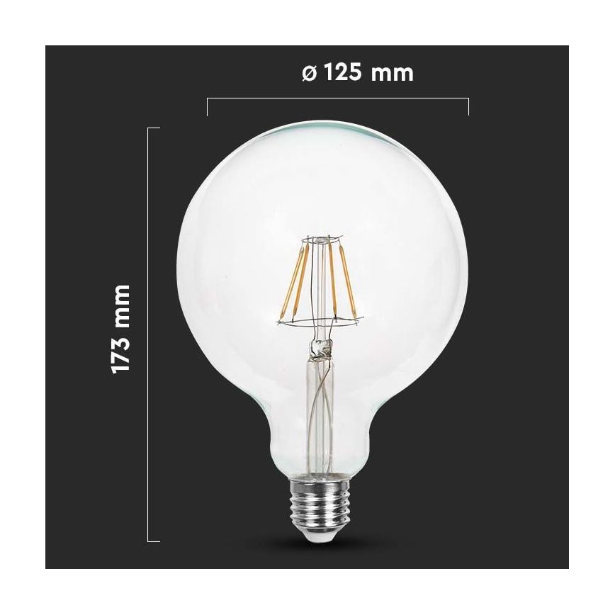 LED Žarnica FILAMENT G125 E27/10W/230V 6400K
