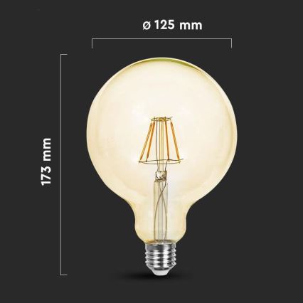 LED Žarnica FILAMENT G125 E27/12W/230V 2200K