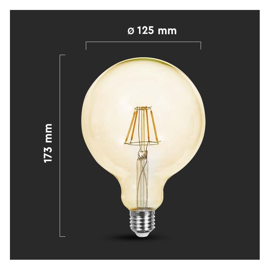 LED Žarnica FILAMENT G125 E27/12W/230V 2200K