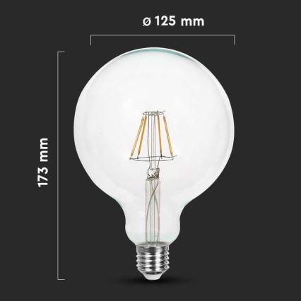 LED Žarnica FILAMENT G125 E27/12W/230V 3000K