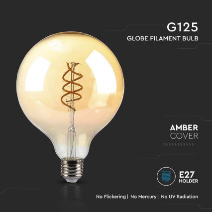 LED Žarnica FILAMENT G125 E27/6W/230V 1800K