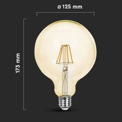 LED Žarnica FILAMENT G125 E27/6W/230V 2200K