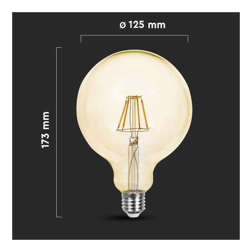 LED Žarnica FILAMENT G125 E27/6W/230V 2200K
