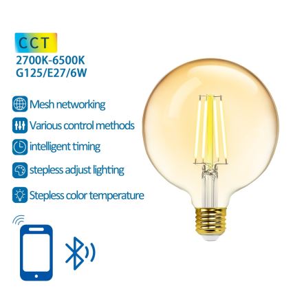 LED Zatemnitvena žarnica FILAMENT MESH Pametni G125 E27/6W/230V 2700-6500K - Aigostar