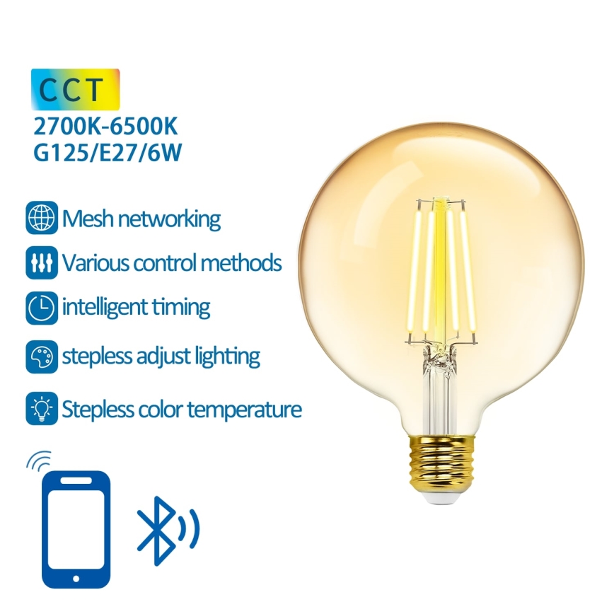 LED Zatemnitvena žarnica FILAMENT MESH Pametni G125 E27/6W/230V 2700-6500K - Aigostar