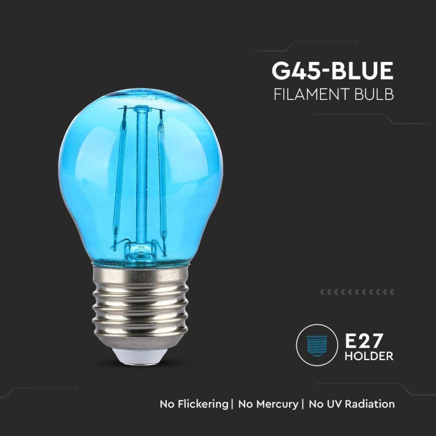 LED Žarnica FILAMENT G45 E27/2W/230V modra