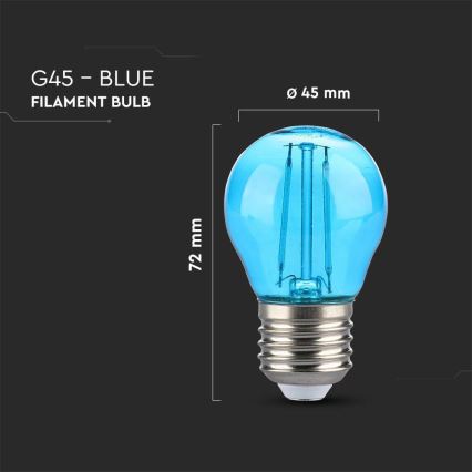 LED Žarnica FILAMENT G45 E27/2W/230V modra