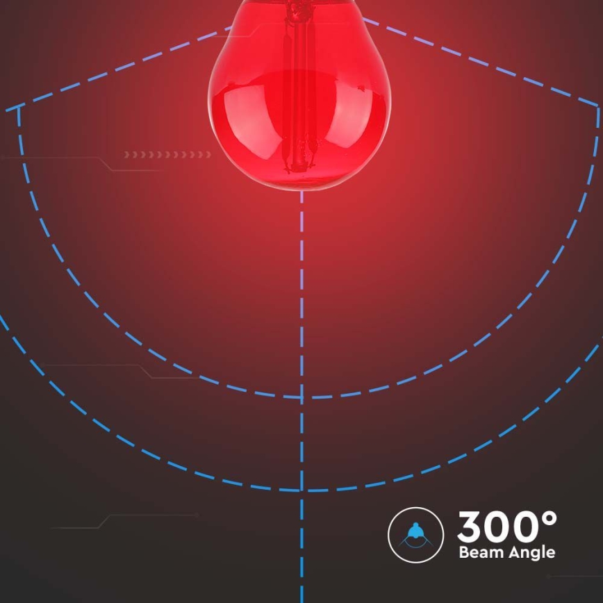 LED Žarnica FILAMENT G45 E27/2W/230V rdeča