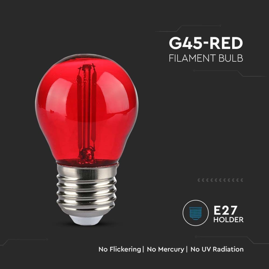 LED Žarnica FILAMENT G45 E27/2W/230V rdeča