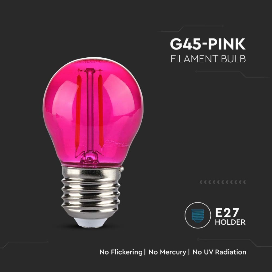 LED Žarnica FILAMENT G45 E27/2W/230V roza