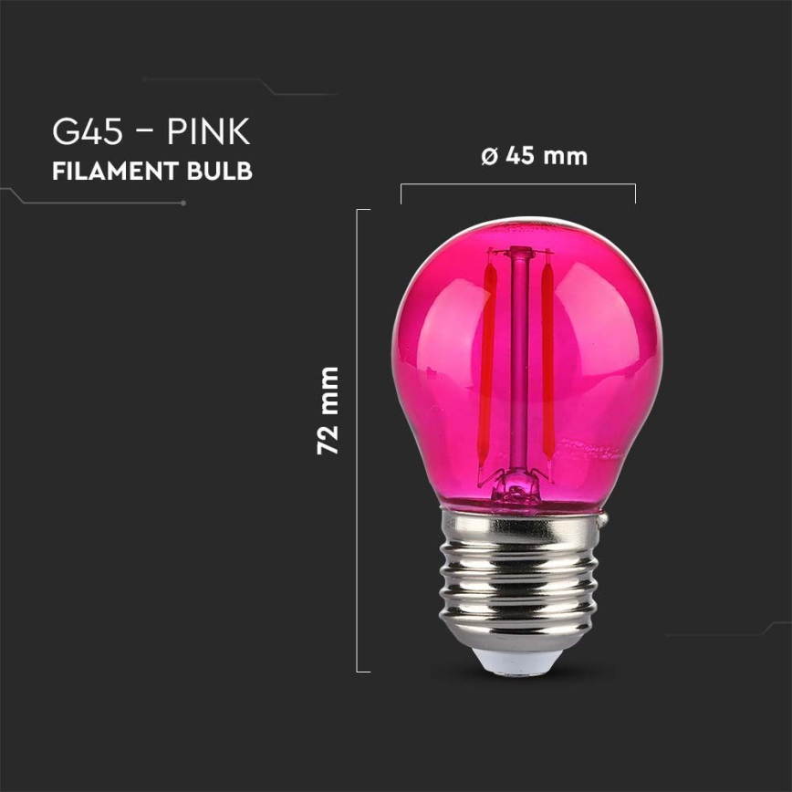 LED Žarnica FILAMENT G45 E27/2W/230V roza