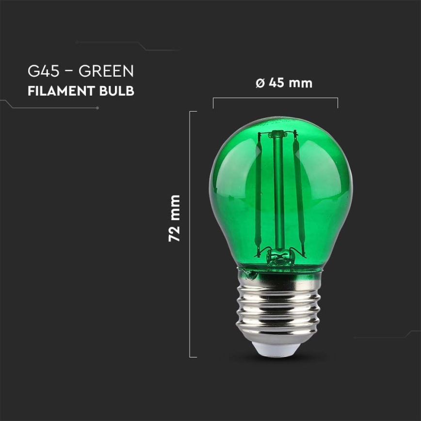 LED Žarnica FILAMENT G45 E27/2W/230V zelena