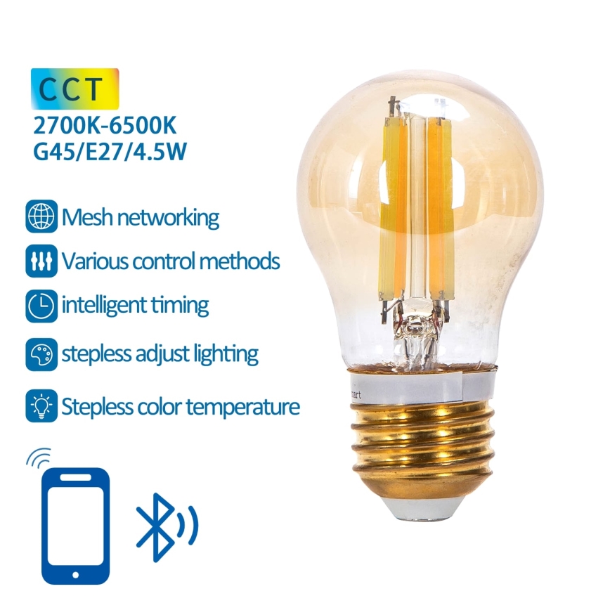 LED Zatemnitvena žarnica FILAMENT MESH Pametni G45 E27/4,5W/230V 2700-6500K - Aigostar