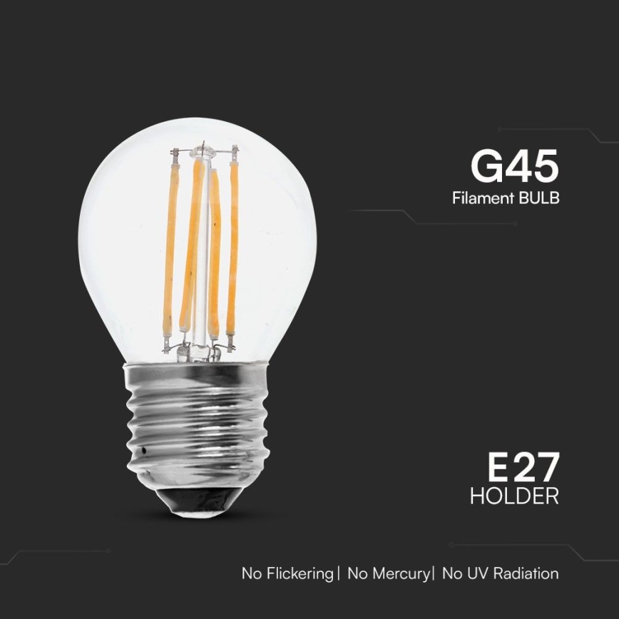 LED Žarnica FILAMENT G45 E27/6W/230V 6500K