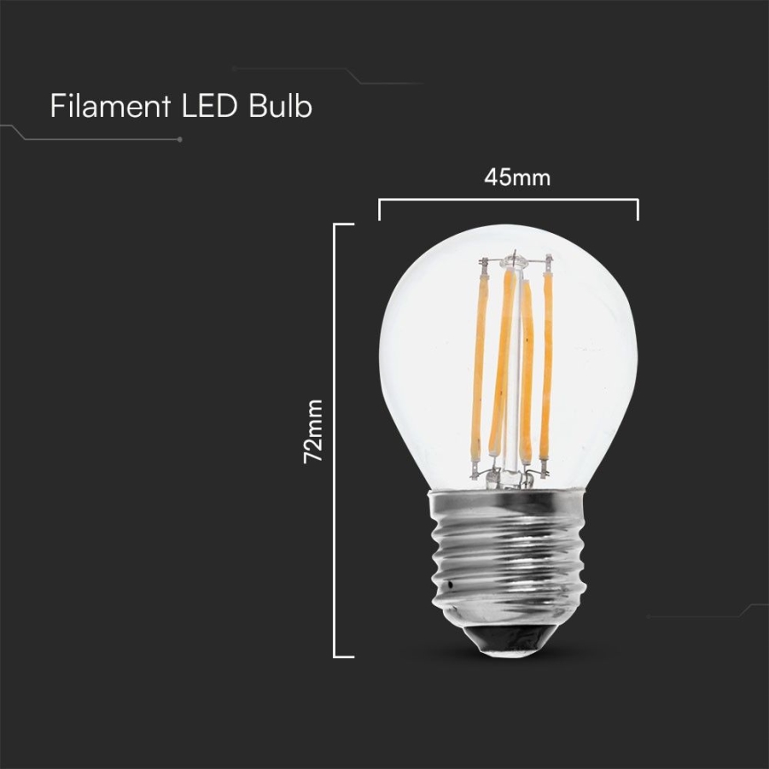 LED Žarnica FILAMENT G45 E27/6W/230V 6500K