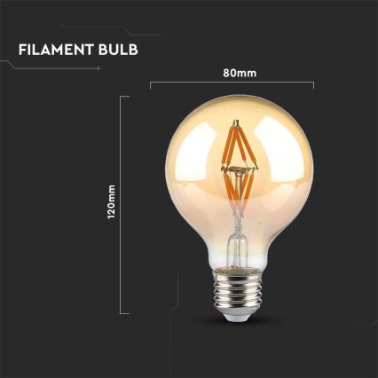 LED Žarnica FILAMENT G80 E27/4W/230V 2200K