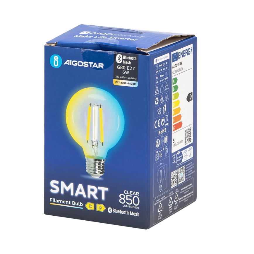 LED Zatemnitvena žarnica FILAMENT MESH Pametni G80 E27/6W/230V 2700-6500K - Aigostar