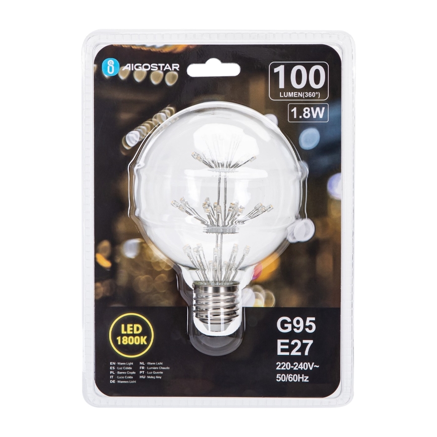 LED Žarnica FILAMENT G95 E27/1,8W/230V 1800K - Aigostar