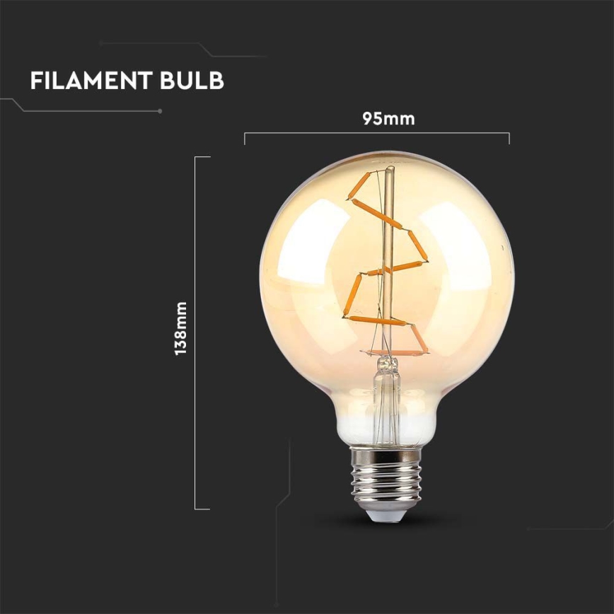 LED Žarnica FILAMENT G95 E27/4W/230V 2200K