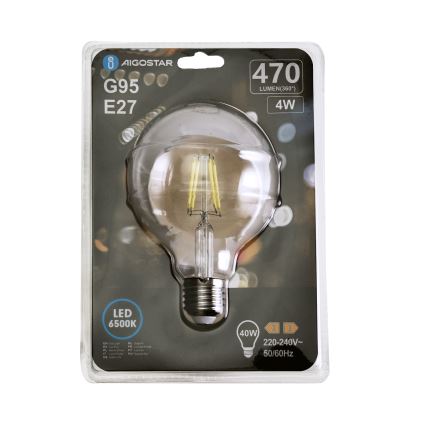 LED Žarnica FILAMENT G95 E27/4W/230V 6500K - Aigostar