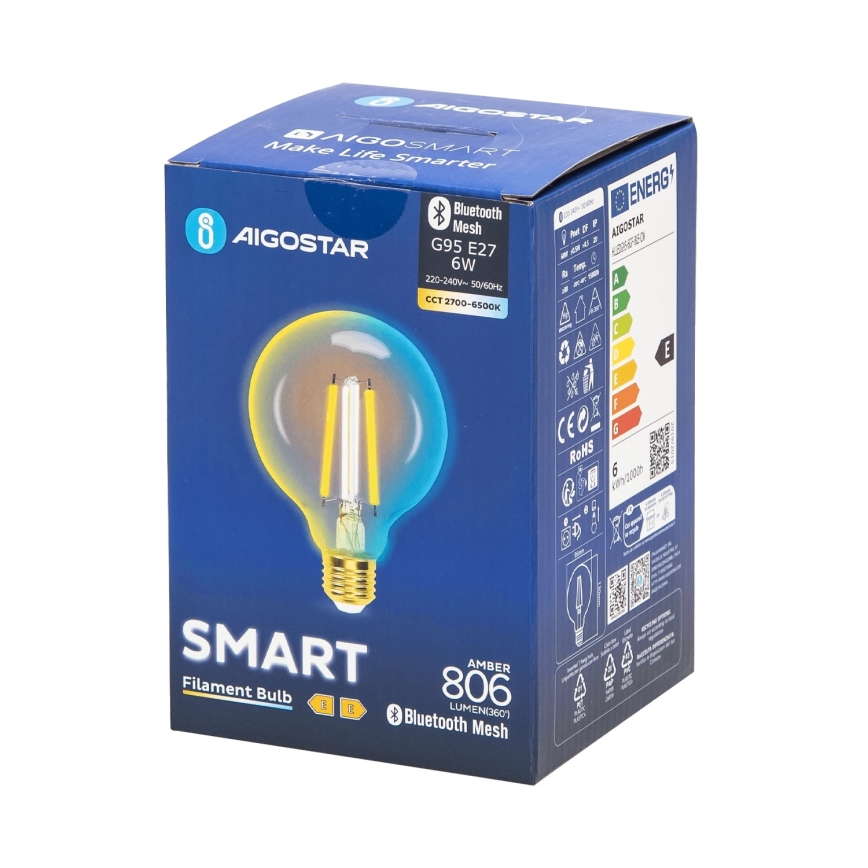 LED Zatemnitvena žarnica FILAMENT MESH Pametni G95 E27/6W/230V 2700-6500K - Aigostar