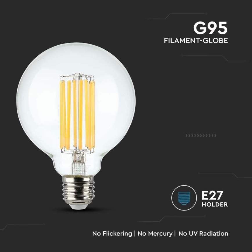 LED Žarnica FILAMENT G95 E27/6W/230V 3000K