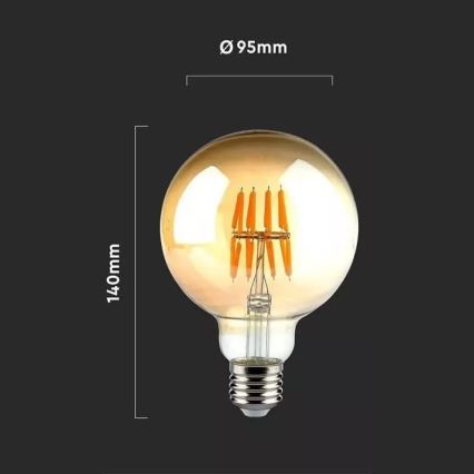 LED Žarnica FILAMENT G95 E27/8W/230V 2200K