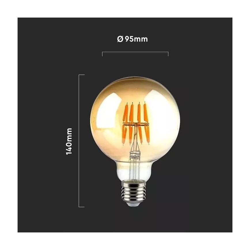LED Žarnica FILAMENT G95 E27/8W/230V 2200K