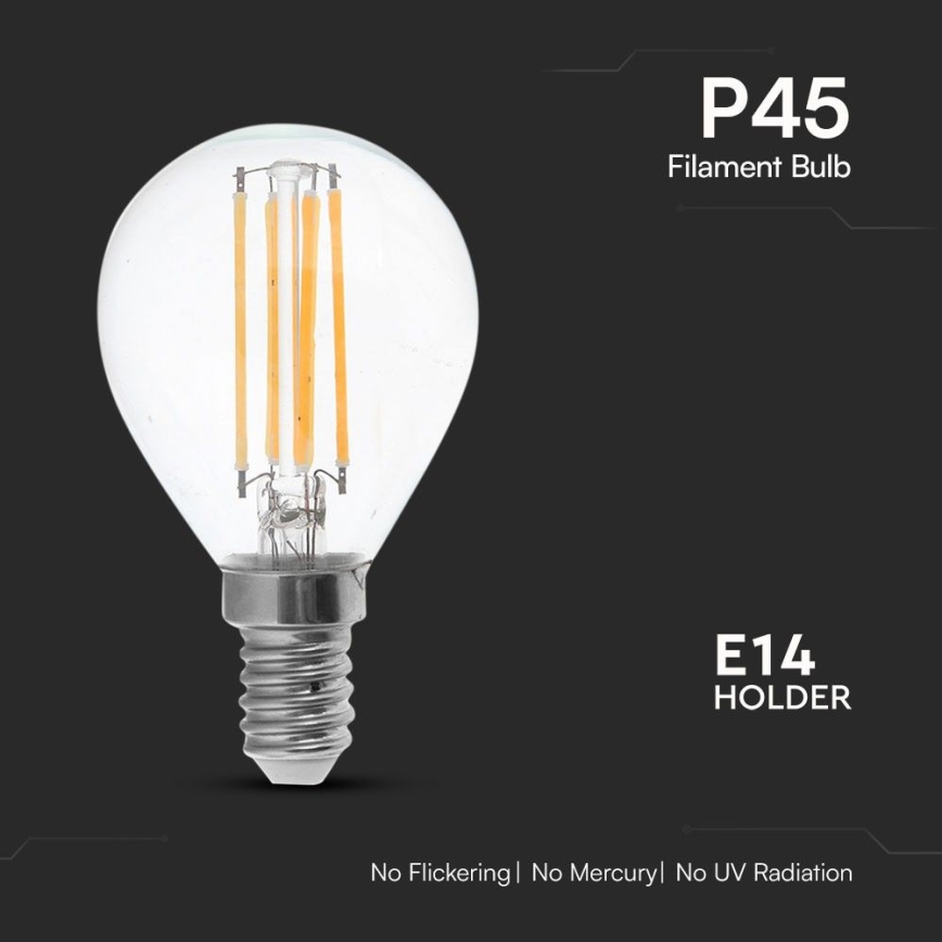 LED Žarnica FILAMENT P45 E14/6W/230V 4000K