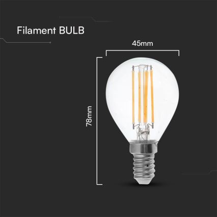 LED Žarnica FILAMENT P45 E14/6W/230V 4000K