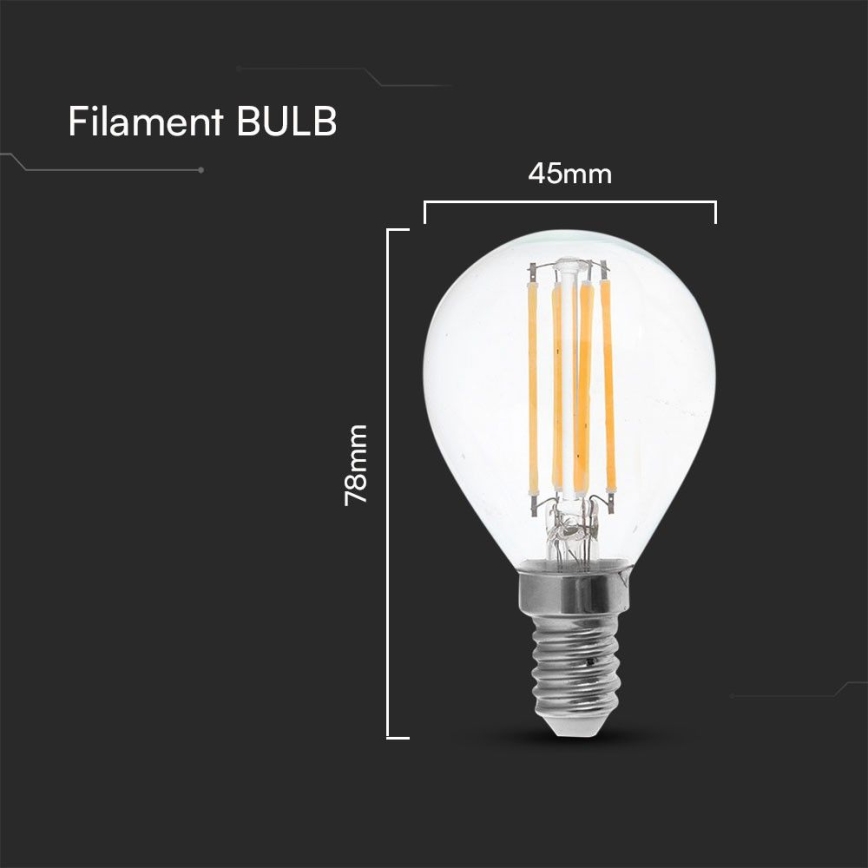 LED Žarnica FILAMENT P45 E14/6W/230V 4000K