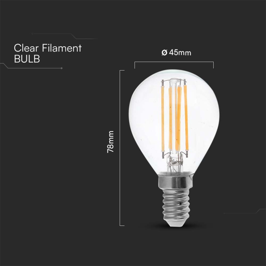 LED Žarnica FILAMENT P45 E14/6W/230V 6500K