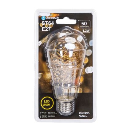 LED Žarnica FILAMENT ST64 E27/1,2W/230V 2500K - Aigostar