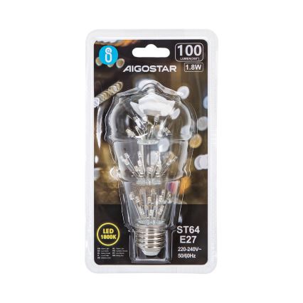 LED Žarnica FILAMENT ST64 E27/1,8W/230V 1800K - Aigostar