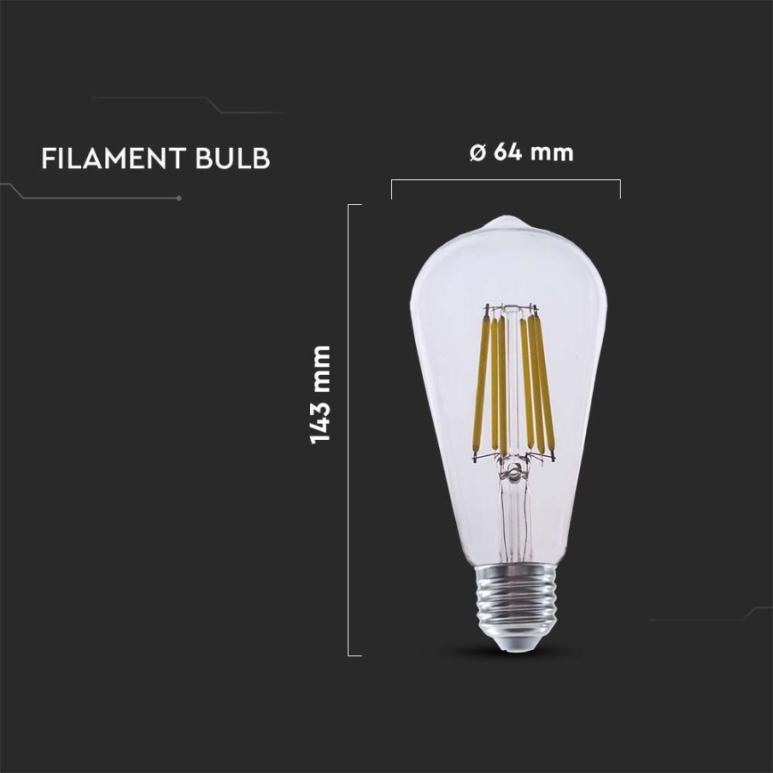 LED Žarnica FILAMENT ST64 E27/4W/230V 3000K
