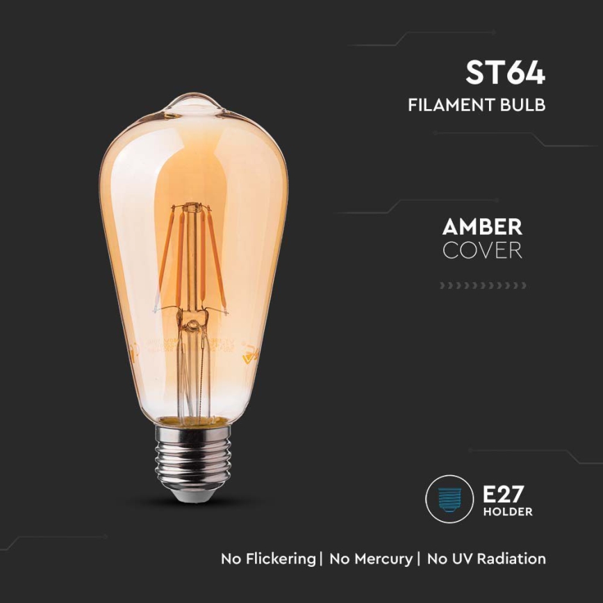LED Žarnica FILAMENT ST64 E27/6W/230V 2200K