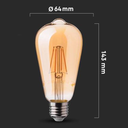 LED Žarnica FILAMENT ST64 E27/6W/230V 2200K