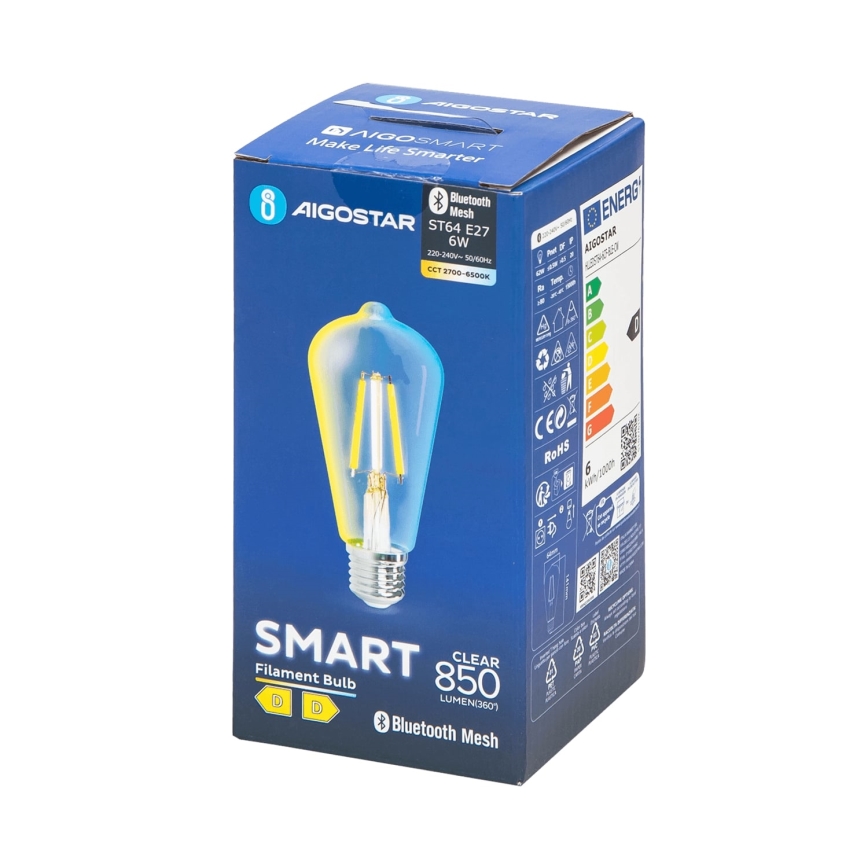 LED Zatemnitvena žarnica FILAMENT MESH Pametni ST64 E27/6W/230V 2700-6500K - Aigostar