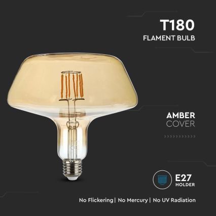 LED Žarnica FILAMENT T180 E27/8W/230V 1800K