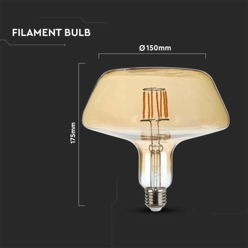 LED Žarnica FILAMENT T180 E27/8W/230V 1800K