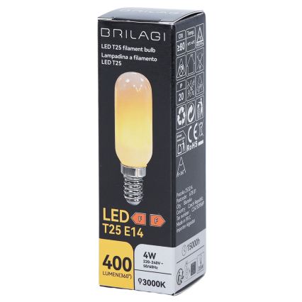 LED Žarnica FILAMENT T25 E14/4W/230V 3000K - Brilagi