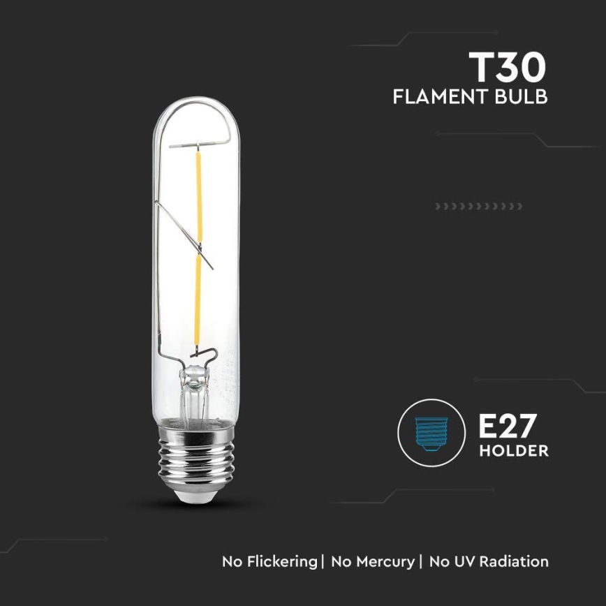 LED Žarnica FILAMENT T30 E27/2W/230V 3000K