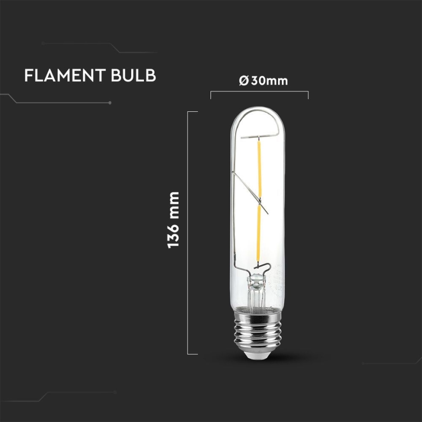 LED Žarnica FILAMENT T30 E27/2W/230V 3000K
