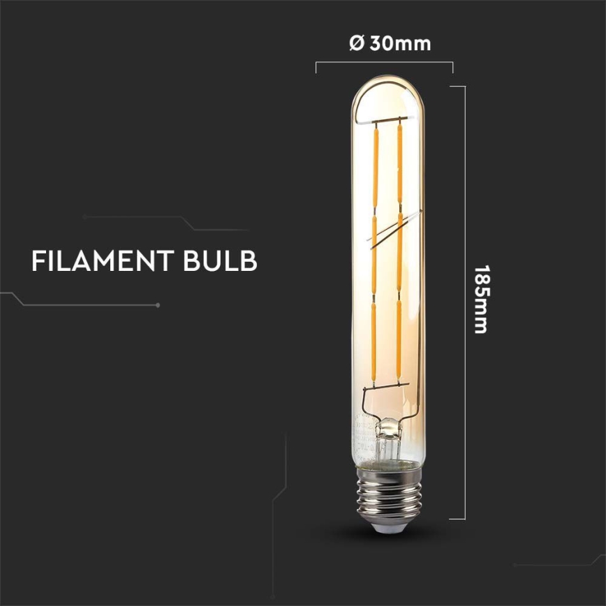 LED Žarnica FILAMENT T30 E27/6W/230V 2200K