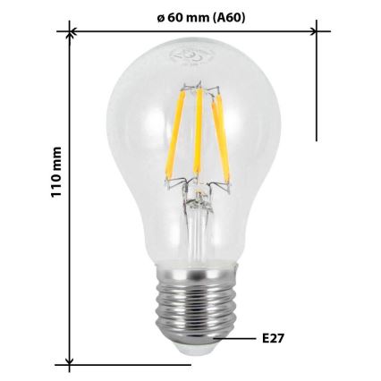 LED Žarnica FILAMENT VINTAGE A60 E27/7W/230V 2700K