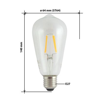 LED Žarnica FILAMENT VINTAGE ST64 E27/4W/230V 2700K