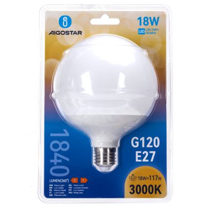 LED žarnica G120 E27/18W/230V 3000K - Aigostar