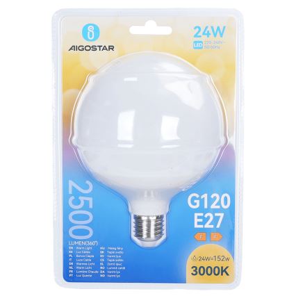 LED žarnica G120 E27/24W/230V 3000K - Aigostar