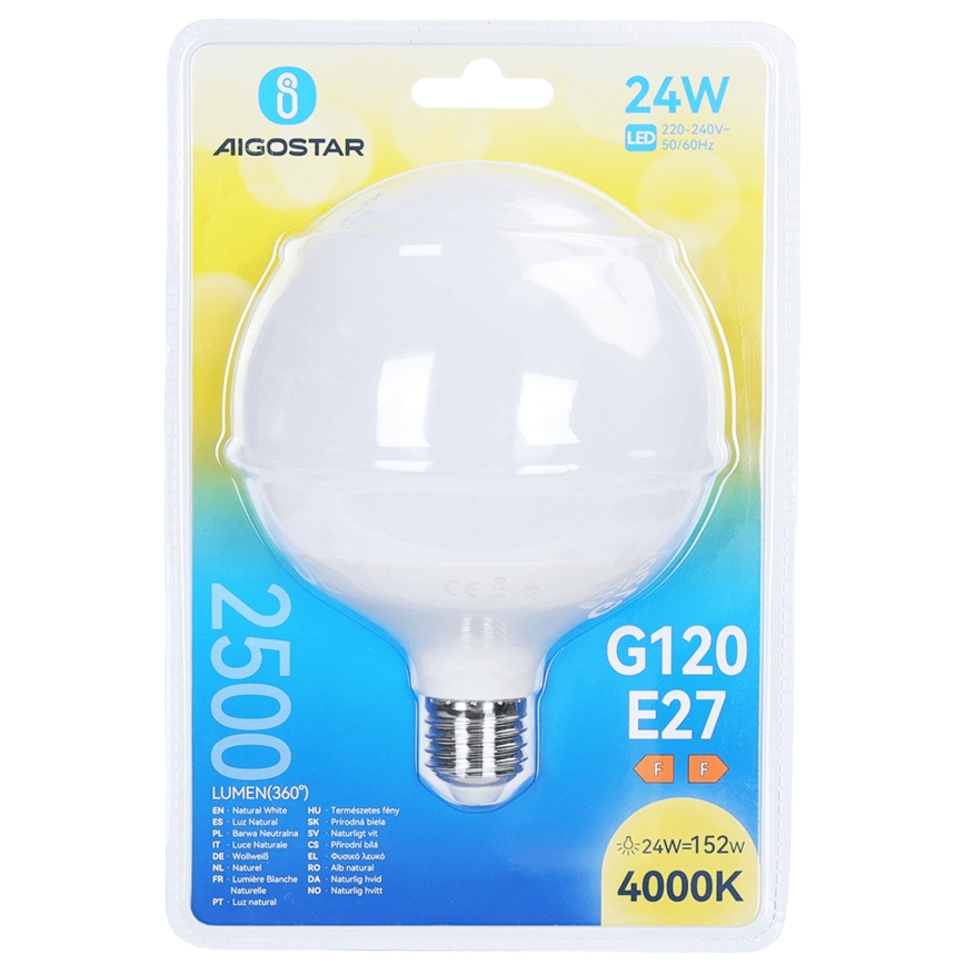 LED žarnica G120 E27/24W/230V 4000K - Aigostar