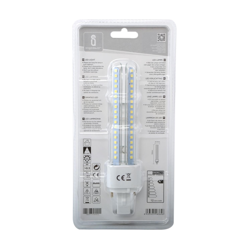 LED Žarnica G24D-3/12W/230V 6500K - Aigostar
